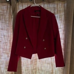 White House Black Market Red Cropped Blazer